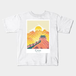 Dawn at the Great Wall - Majestic China Series Kids T-Shirt